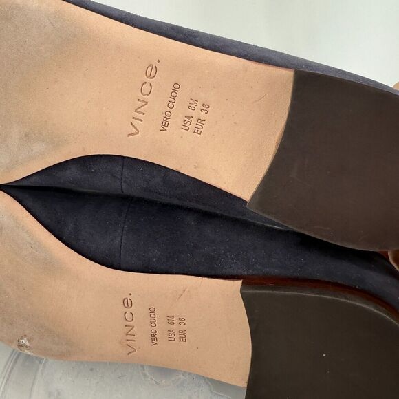 Vince Womens Brette Smoking Flats Loafers Slip On Blue Suede Leather Size 6 M - Picture 11 of 16